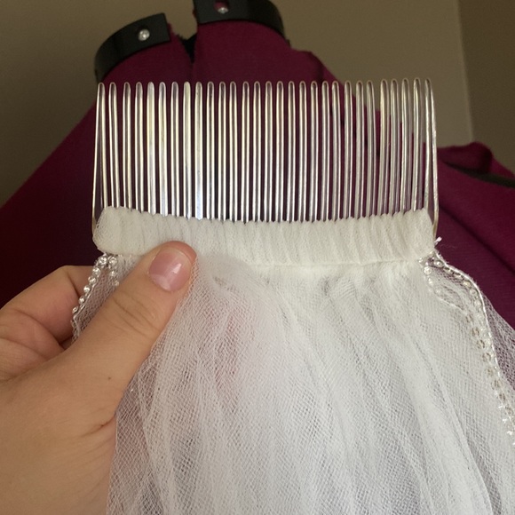 Two Tier Bridal Wedding Veil with Rhinestone Edging main image 7